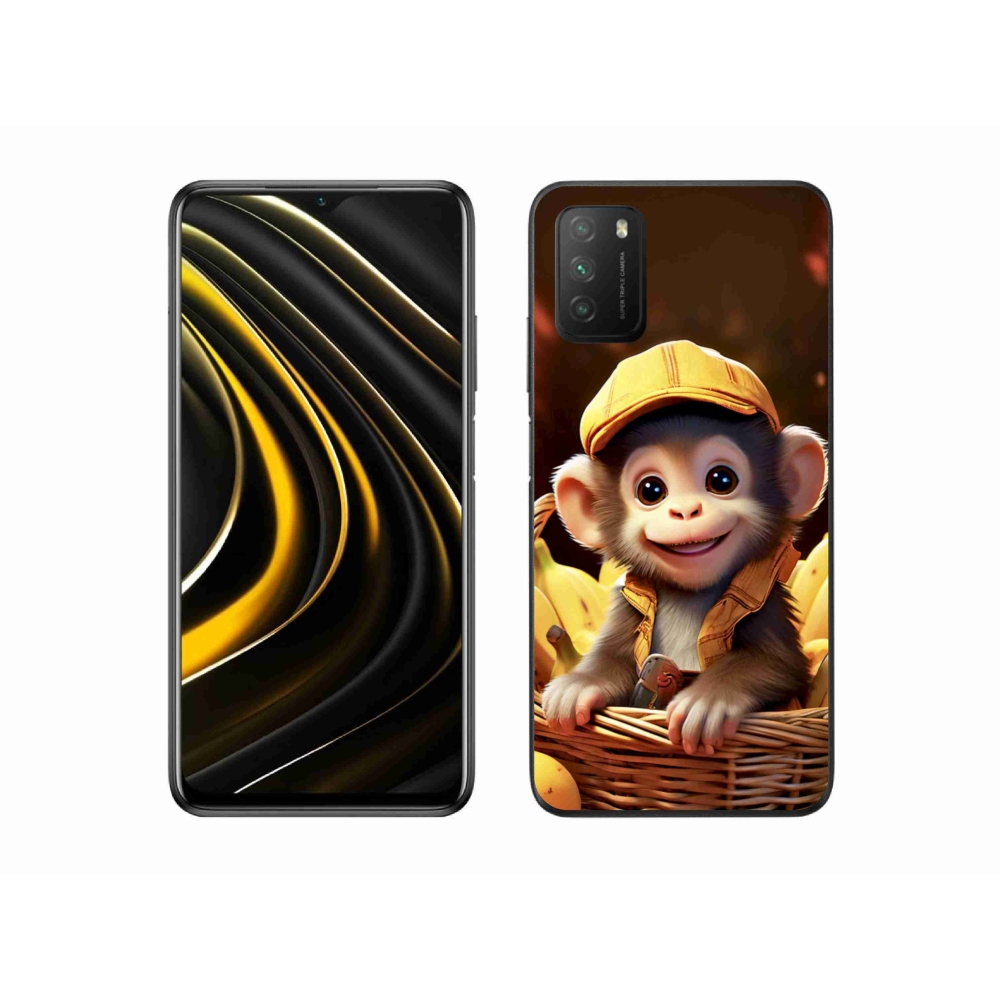 Zselés borítás mmCase a Xiaomi Poco M3-hoz - majom a kosárban