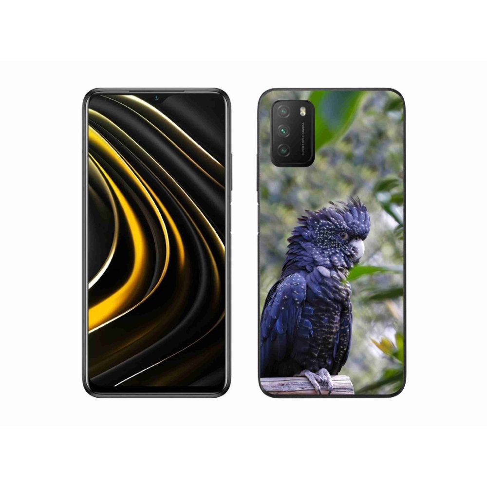 Gél borítás mmCase a Xiaomi Poco M3-hoz - papagáj kakadu fekete