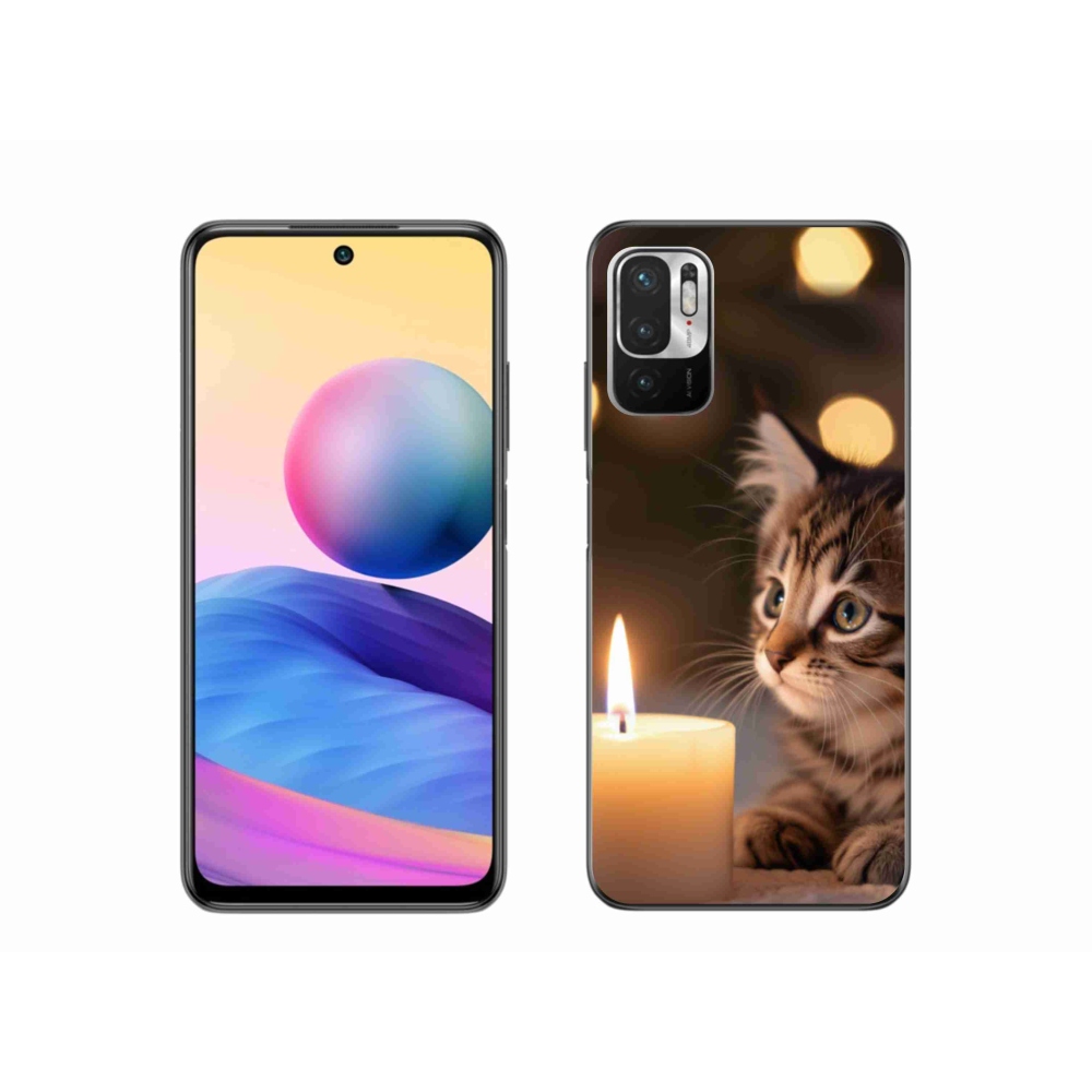 Gél borítás mmCase a Xiaomi Poco M3 Pro/5G számára - cica és gyertya