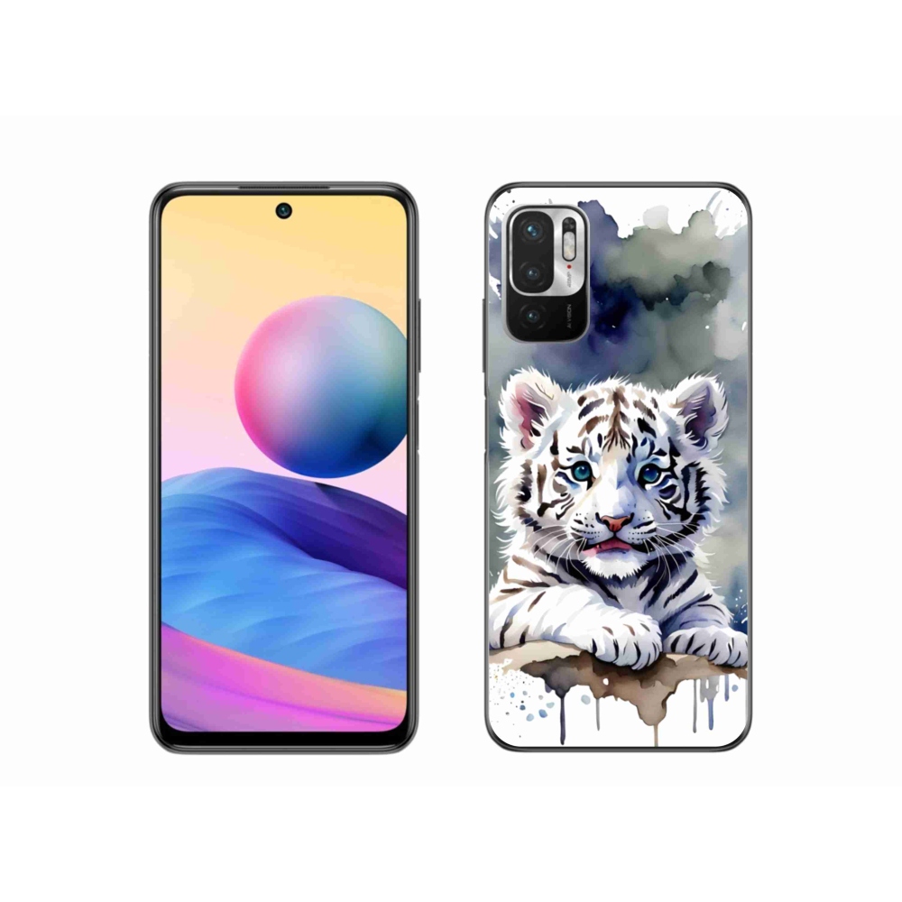 Gél borítás mmCase a Xiaomi Poco M3 Pro/5G számára - fehér tigriskölyök