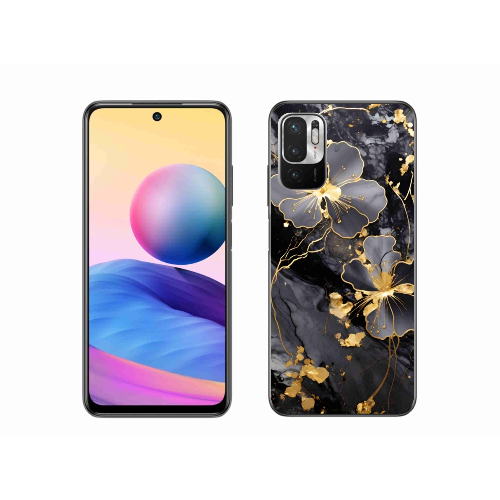 Gél borítás mmCase a Xiaomi Poco M3 Pro/5G számára - arany virágok