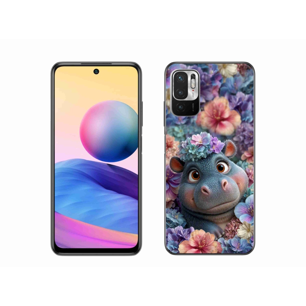 Gél borítás mmCase a Xiaomi Poco M3 Pro számára - víziló virágokban