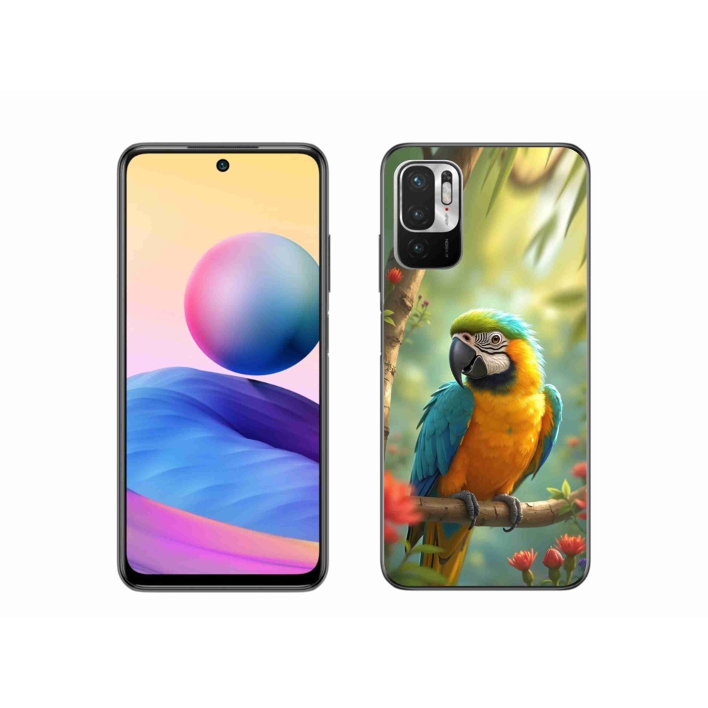 Gél borítás mmCase a Xiaomi Poco M3 Pro készülékhez - papagáj ara kék és sárga