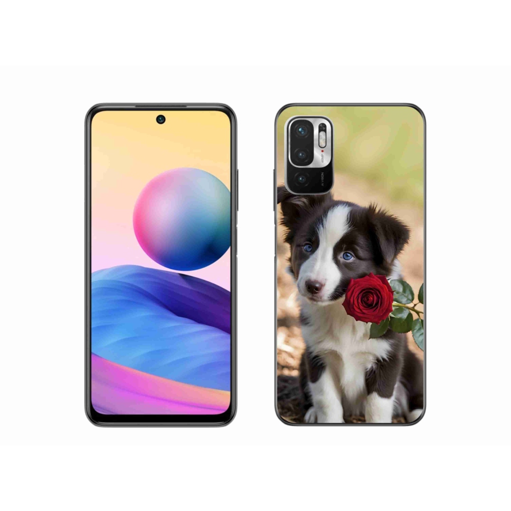 Gél borítás mmCase a Xiaomi Poco M3 Pro számára - aranyos border collie rózsával