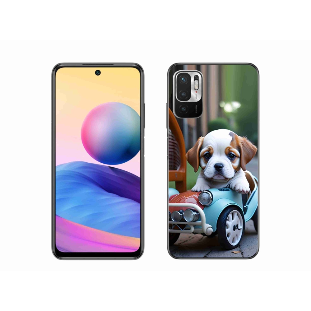 Gél borítás mmCase a Xiaomi Poco M3 Pro számára - kiskutya a retro autóban