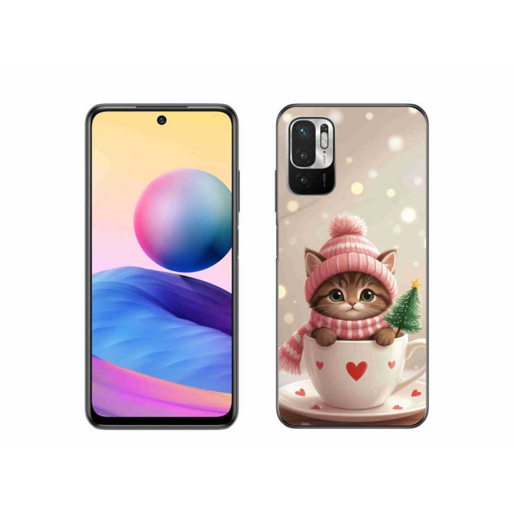 Gél borítás mmCase a Xiaomi Poco M3 Pro számára - Karácsonyi cica a csészében