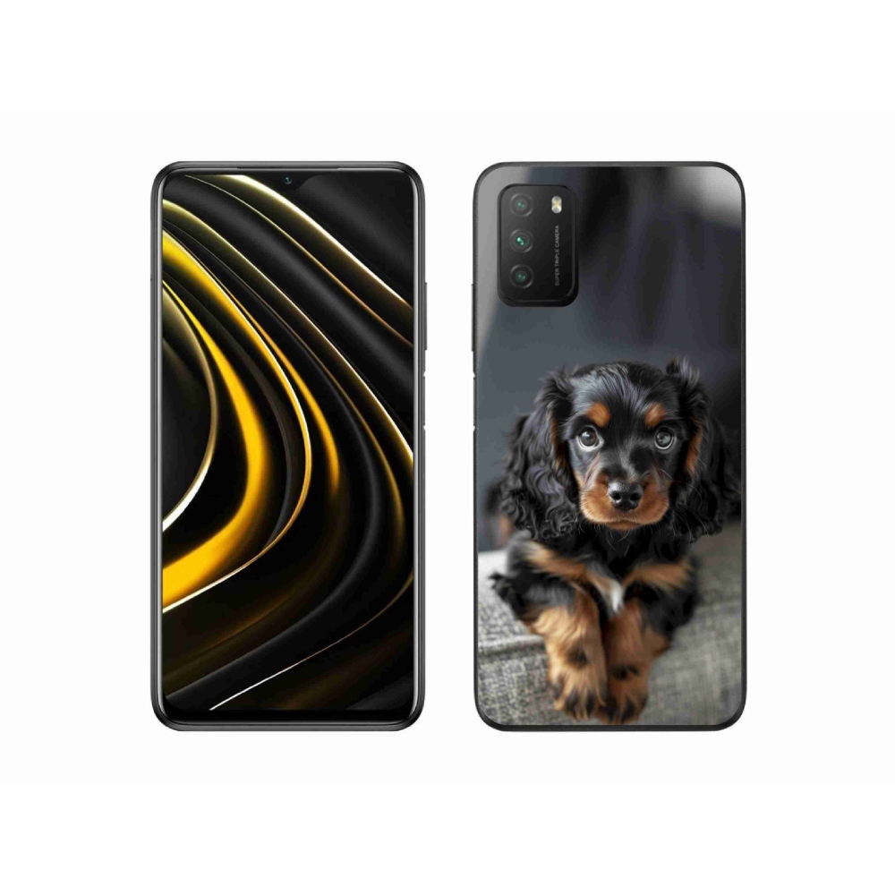 Gél borítás mmCase a Xiaomi Poco M3-hoz - aranyos hosszú szőrű tacskó