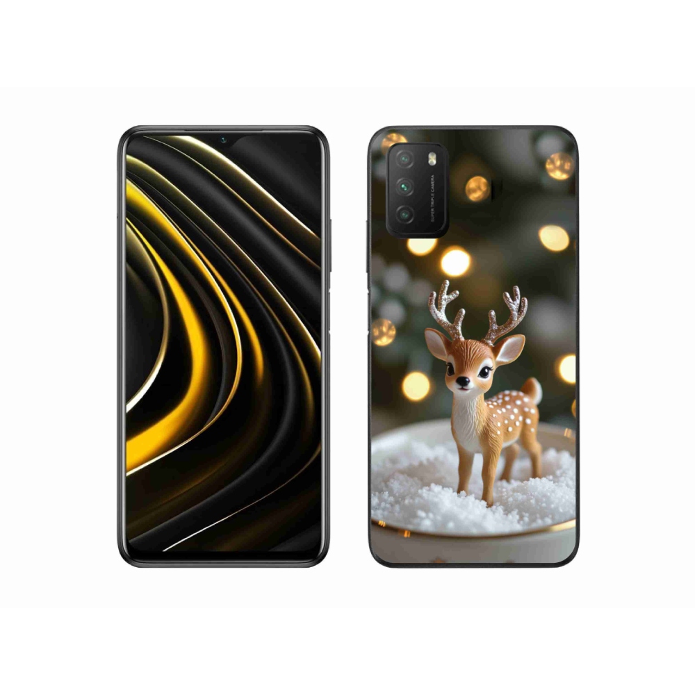 Gél borítás mmCase a Xiaomi Poco M3-hoz - aranyos karácsonyi szarvasok