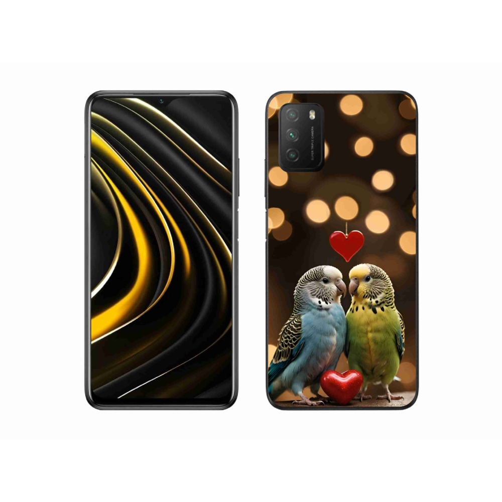Gél borítás mmCase a Xiaomi Poco M3-hoz - szerelmes papagájok