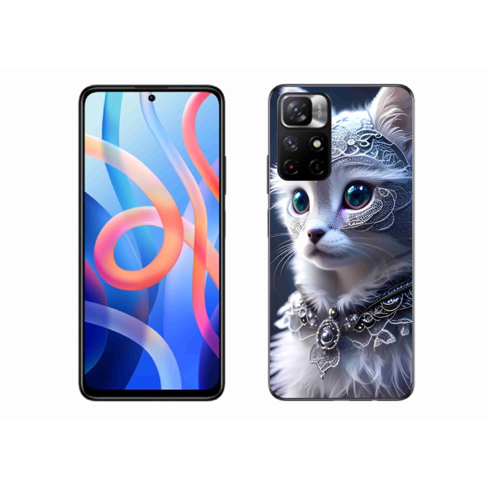 Gél borítás mmCase a Xiaomi Poco M4 Pro 5G számára - fehér macska