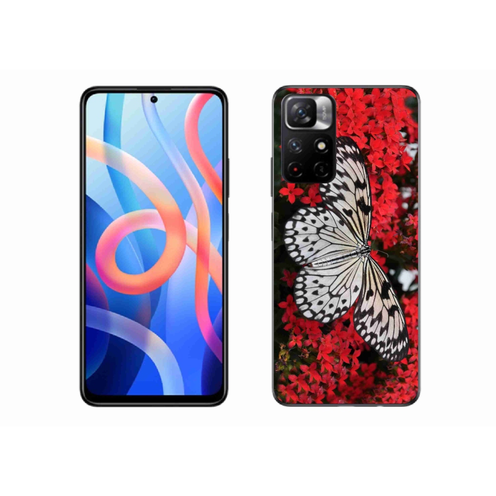 Gél borítás mmCase a Xiaomi Poco M4 Pro 5G-hez - fekete és fehér pillangó 1