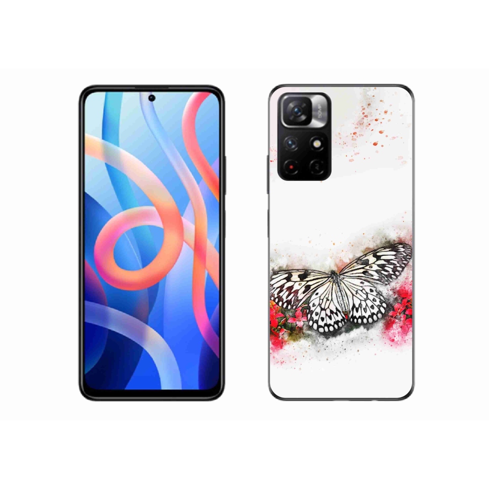 Gél borítás mmCase a Xiaomi Poco M4 Pro 5G számára - fekete és fehér pillangó