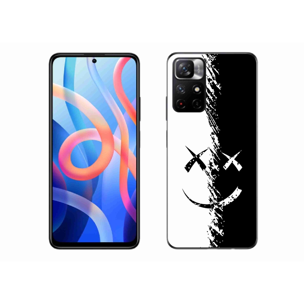 Gél borító mmCase a Xiaomi Poco M4 Pro 5G számára - fekete-fehér mosolygó