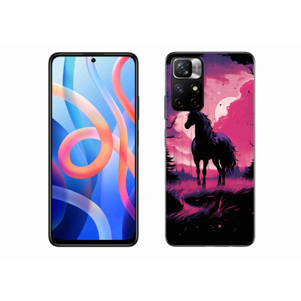 Gél borítás mmCase a Xiaomi Poco M4 Pro 5G-hez - fekete rajzfilm ló 1