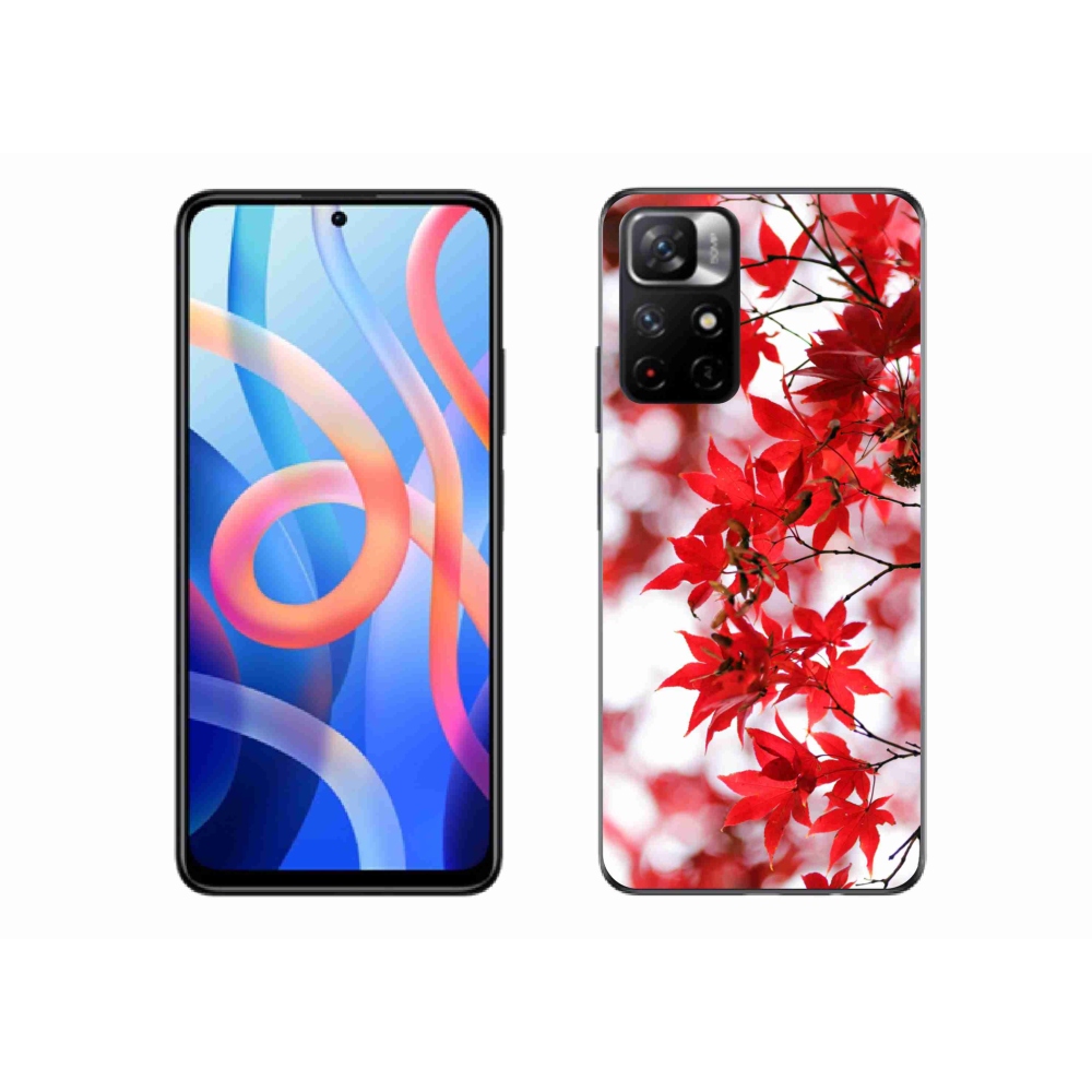 Gél borítás mmCase a Xiaomi Poco M4 Pro 5G számára - piros levelek