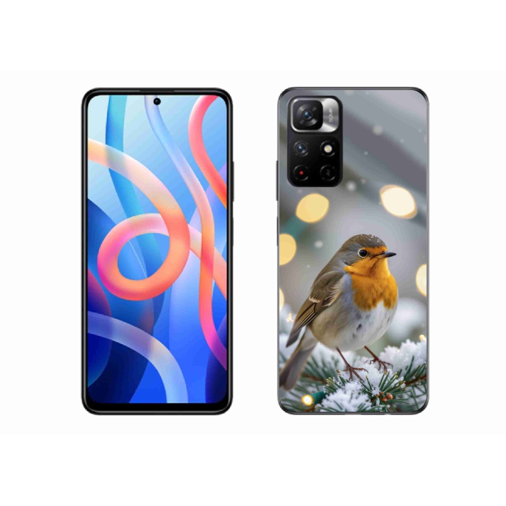 Gél borítás mmCase a Xiaomi Poco M4 Pro 5G számára - piros télen