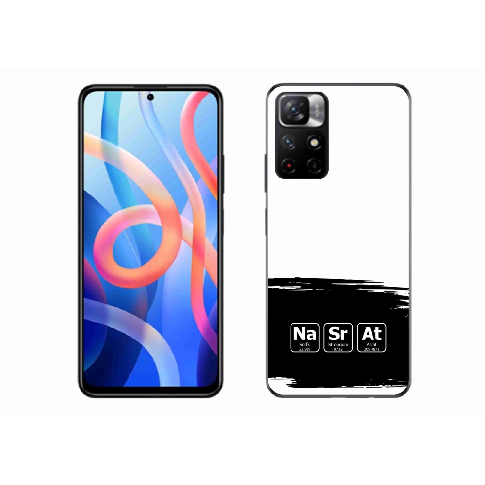 Gél borító mmCase a Xiaomi Poco M4 Pro 5G - kémiai elemek fekete és fehér háttérrel