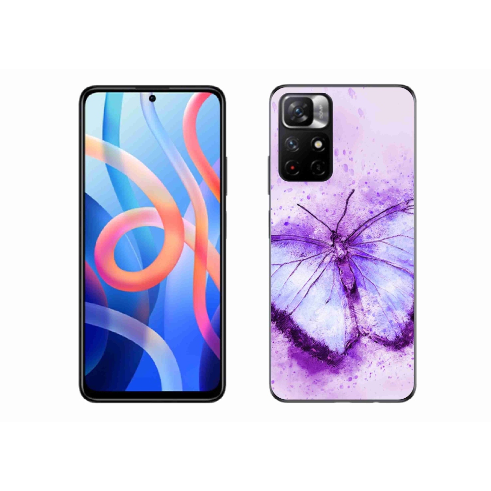 Gél borítás mmCase a Xiaomi Poco M4 Pro 5G számára - lila pillangó