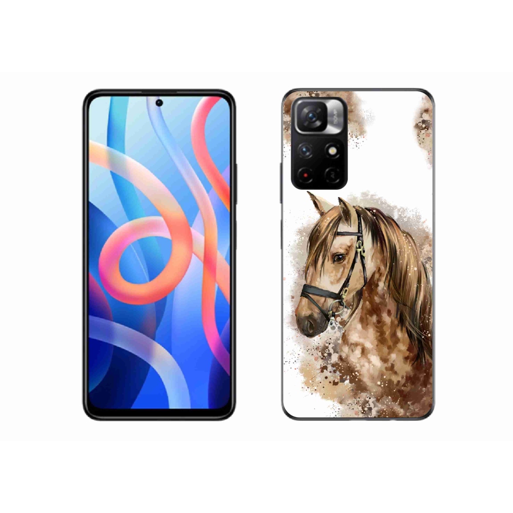 Gél borító mmCase a Xiaomi Poco M4 Pro 5G számára - barna rajzfilm ló