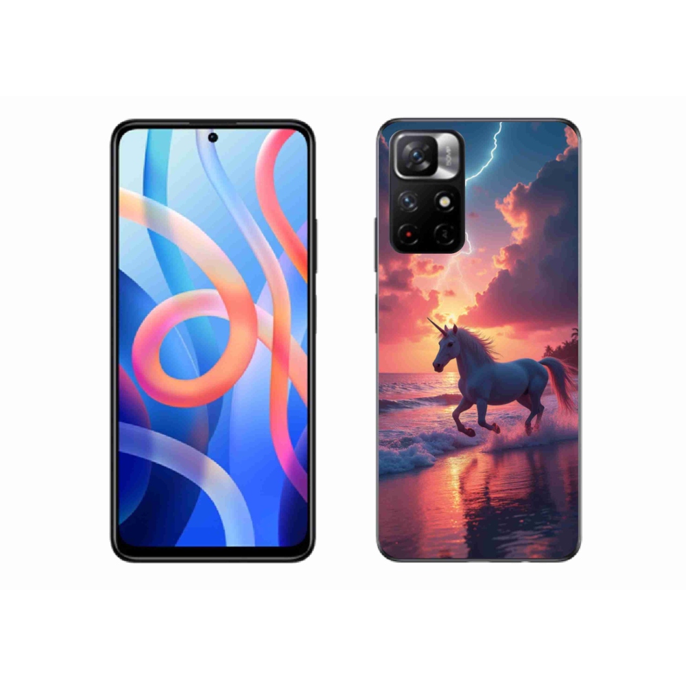 Gél borító mmCase a Xiaomi Poco M4 Pro 5G számára - egyszarvú a tengerparton