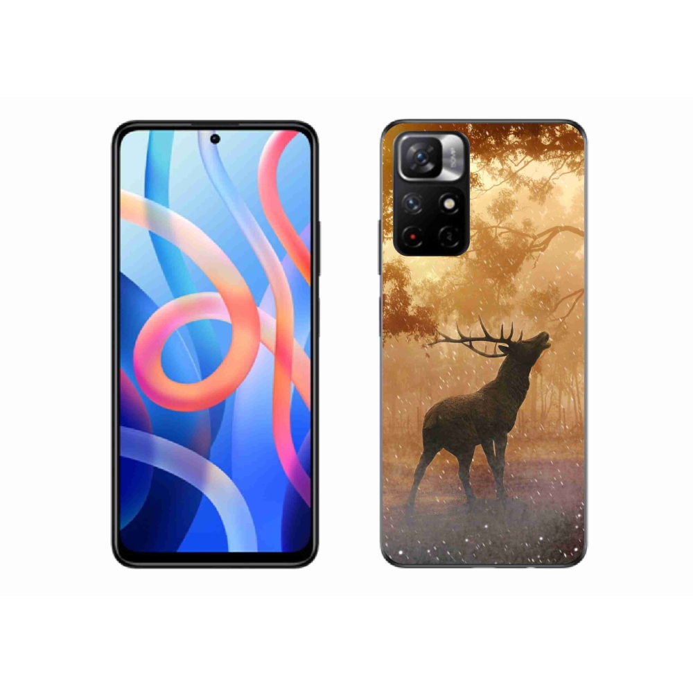 Zselés borítás mmCase a Xiaomi Poco M4 Pro 5G számára - szarvas a vadászaton