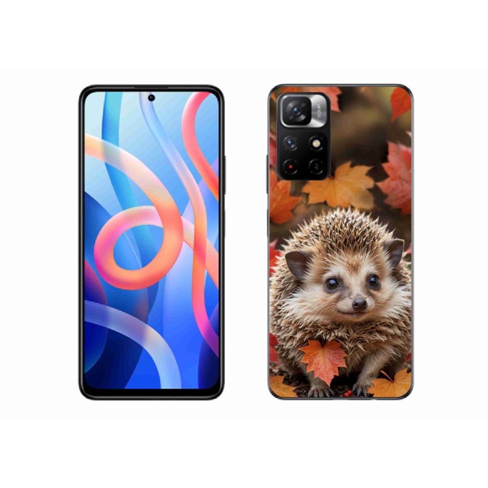 Gél borító mmCase a Xiaomi Poco M4 Pro 5G számára - sün a levelekben