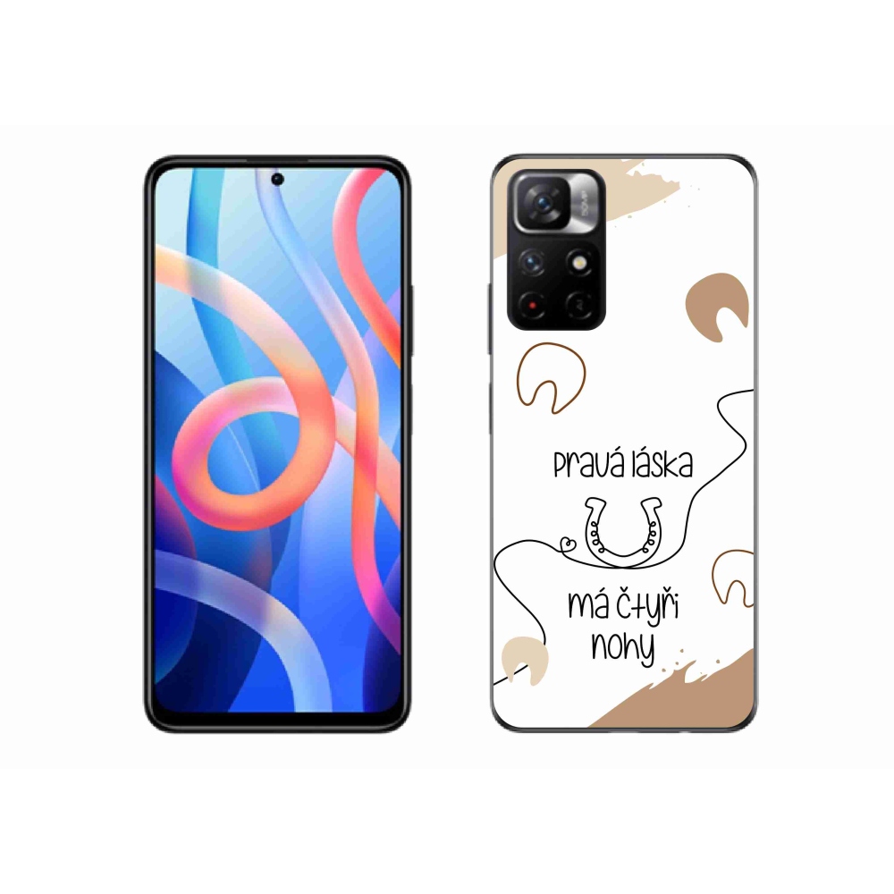 Gél borítás mmCase a Xiaomi Poco M4 Pro 5G számára - ló motívum fehér háttérrel