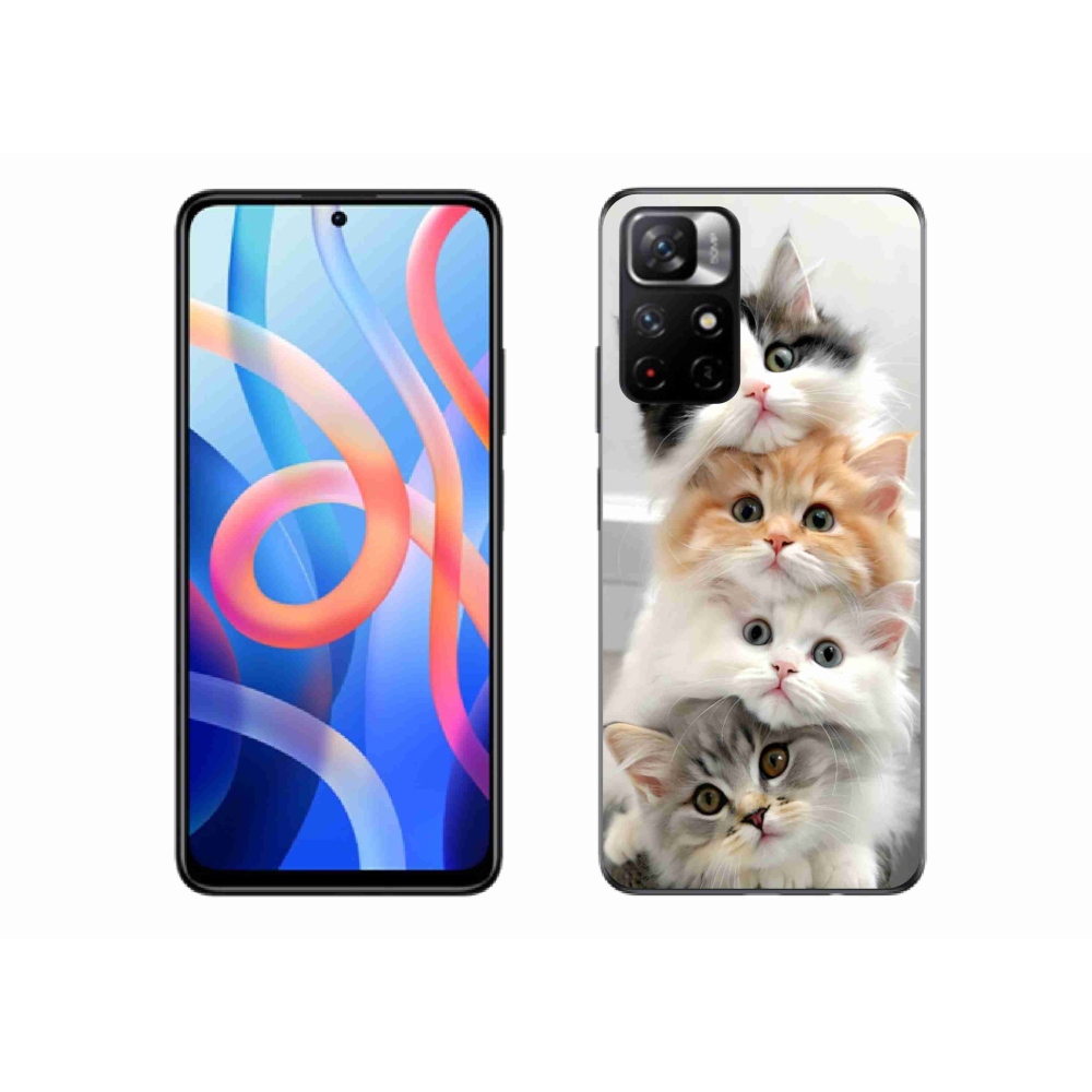 Gél borítás mmCase a Xiaomi Poco M4 Pro 5G számára - macska csokor