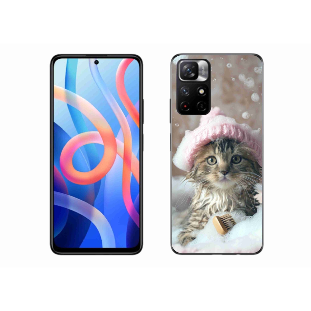 Gél borítás mmCase a Xiaomi Poco M4 Pro 5G számára - cica és fürdő