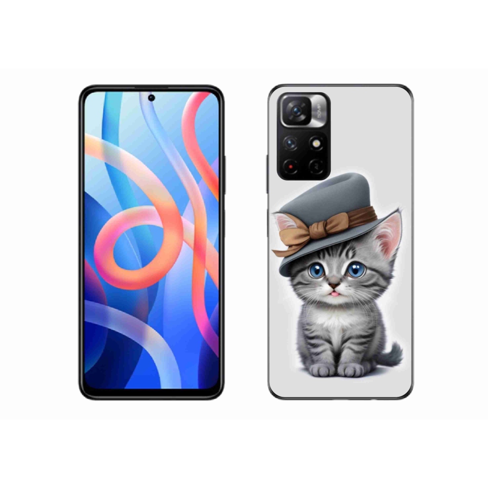 Gél borítás mmCase a Xiaomi Poco M4 Pro 5G számára - cica kalapban