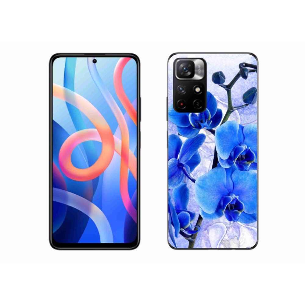 Gél borító mmCase a Xiaomi Poco M4 Pro 5G számára - kék virágok