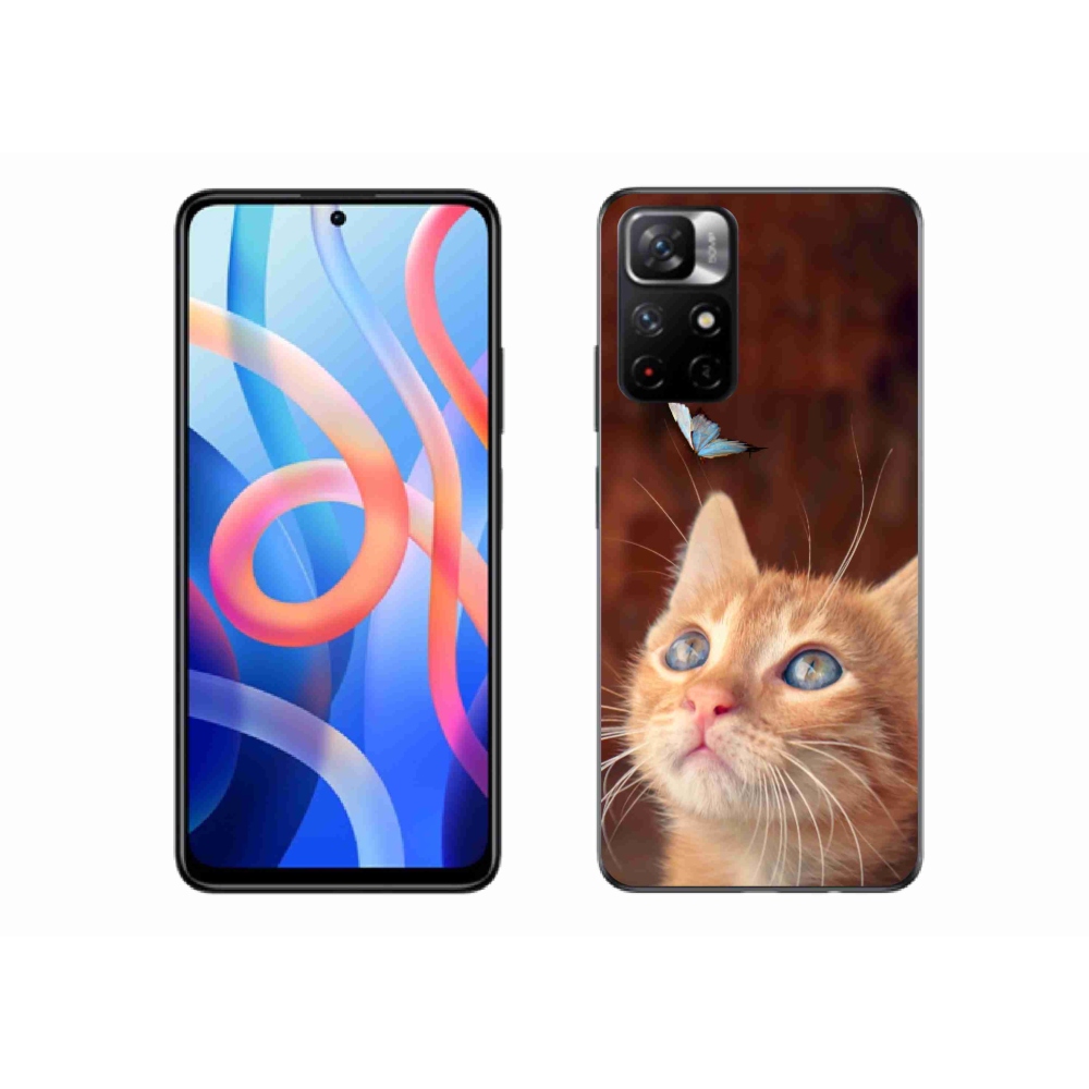 Gél borítás mmCase a Xiaomi Poco M4 Pro 5G számára - pillangó és cica