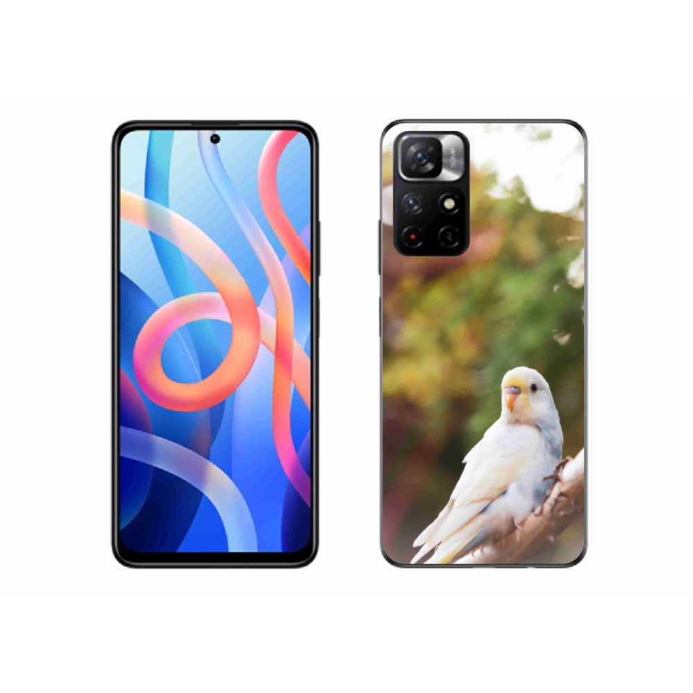 Zselés borítás mmCase a Xiaomi Poco M4 Pro 5G-hez - papagáj andulka fehér