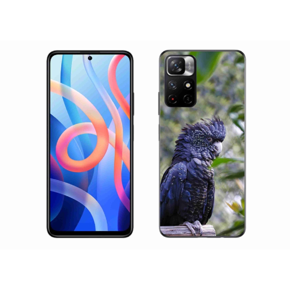 Gél borítás mmCase a Xiaomi Poco M4 Pro 5G számára - papagáj kakadu fekete