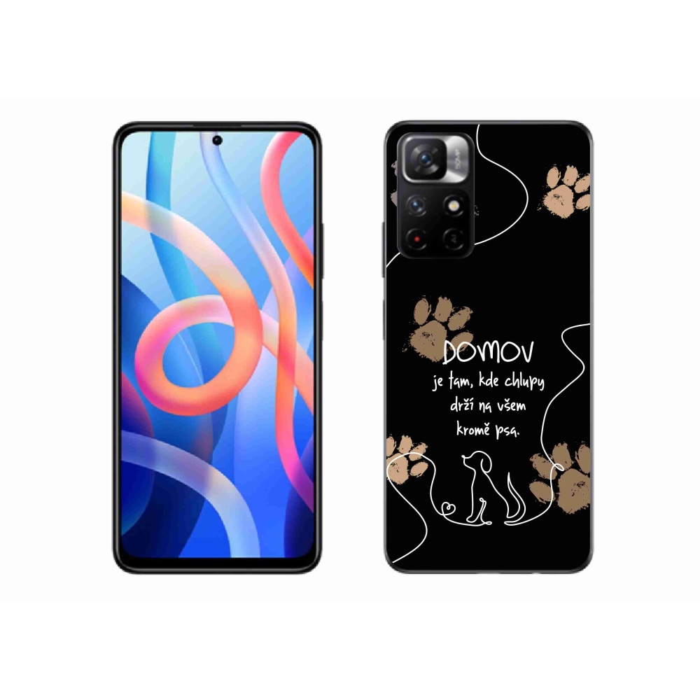 Gél borítás mmCase a Xiaomi Poco M4 Pro 5G számára - kutya motívum fekete háttérrel