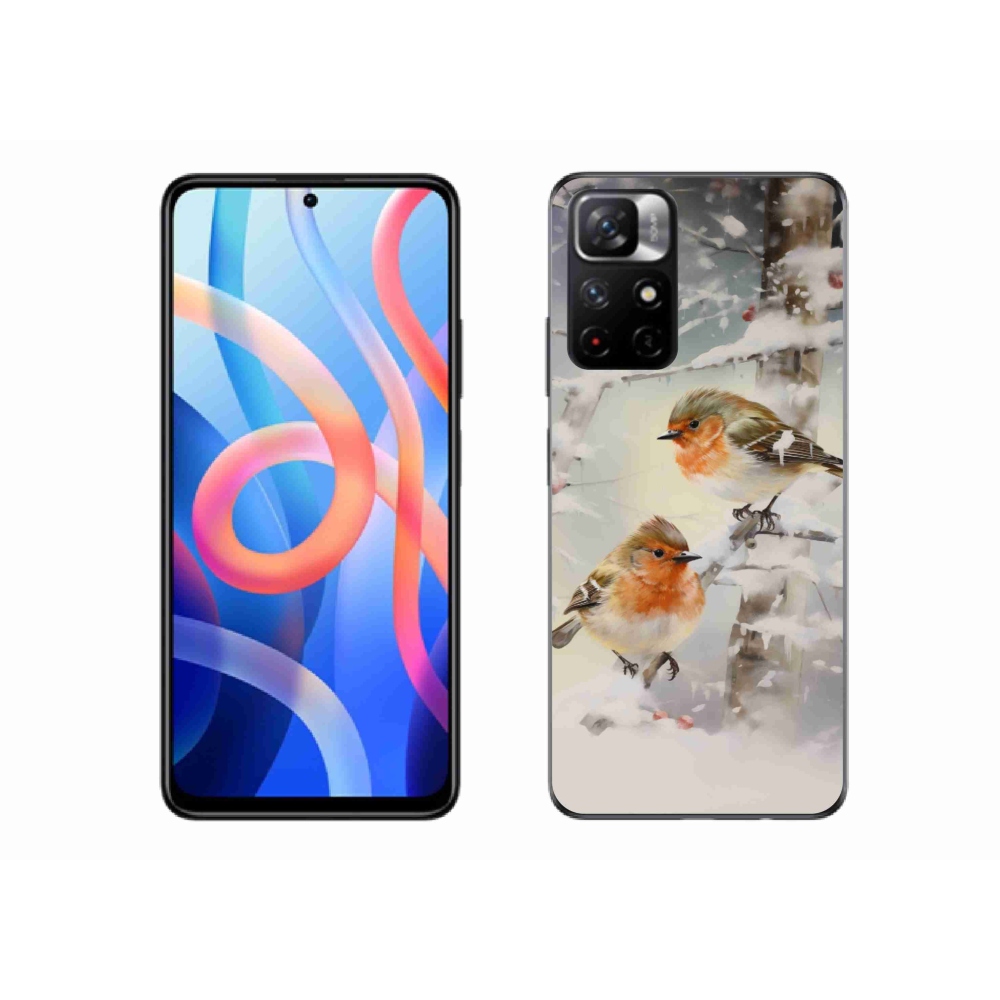 Gél borítás mmCase a Xiaomi Poco M4 Pro 5G számára - madarak télen