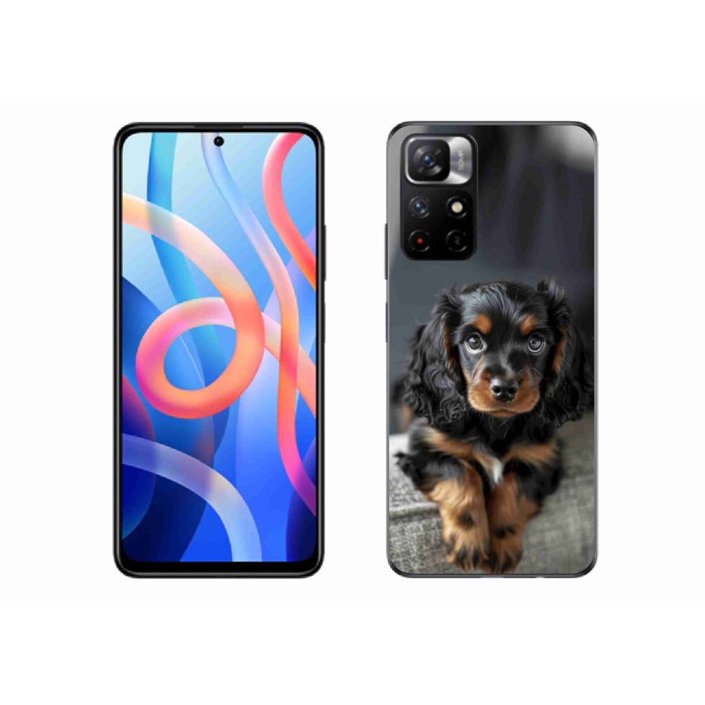Gél borítás mmCase a Xiaomi Poco M4 Pro 5G számára - aranyos hosszú szőrű tacskó