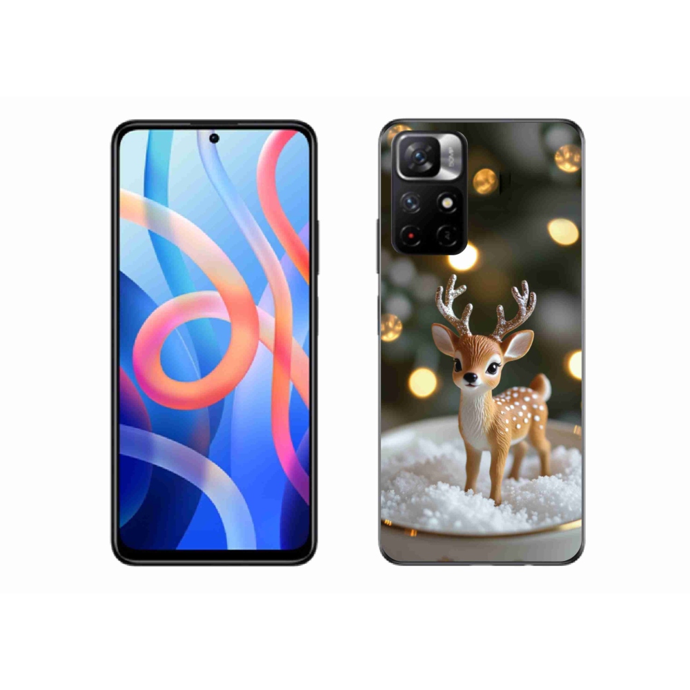 Gél borító mmCase a Xiaomi Poco M4 Pro 5G számára - aranyos karácsonyi szarvasok