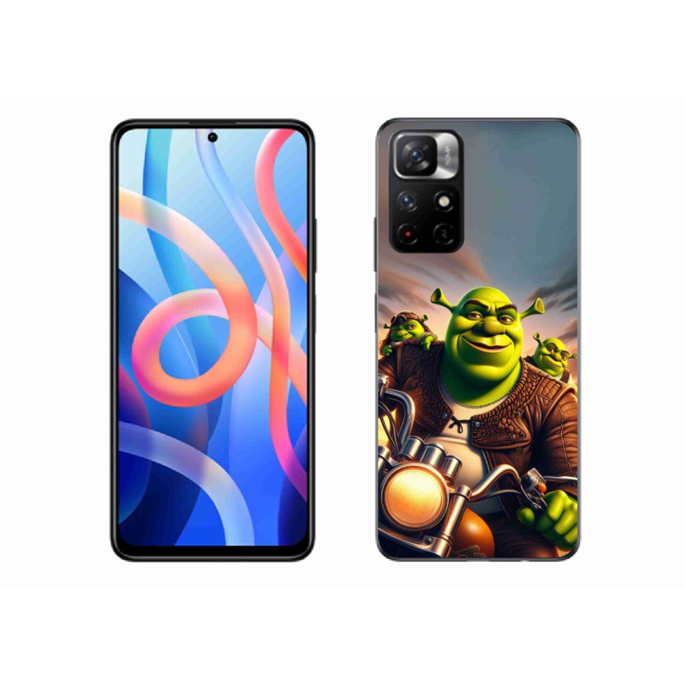 Gél borítás mmCase a Xiaomi Poco M4 Pro 5G számára - Shrek egy motorkerékpáron