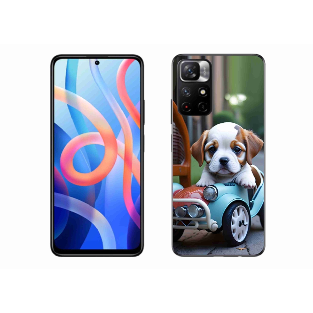 Gélburkolat mmCase a Xiaomi Poco M4 Pro 5G-hez - kiskutya a retro autóban