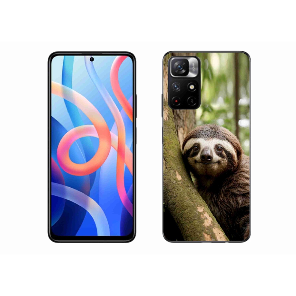 Gél borító mmCase a Xiaomi Poco M4 Pro 5G számára - mosolygó lajhár