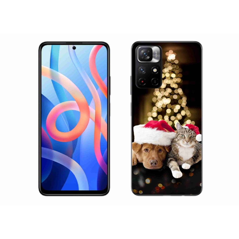 Gél borító mmCase a Xiaomi Poco M4 Pro 5G számára - Karácsonyi kutya és macska