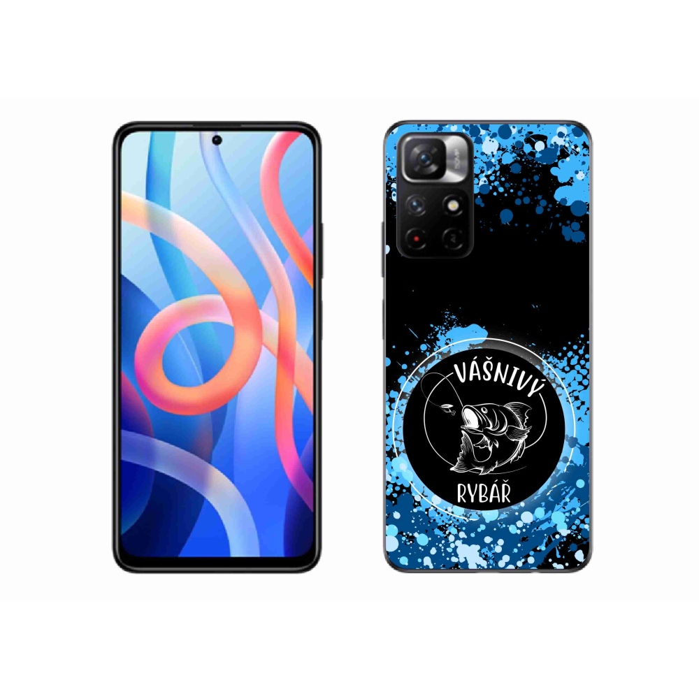 Gél borító mmCase a Xiaomi Poco M4 Pro 5G számára - szenvedélyes halász fekete háttérrel