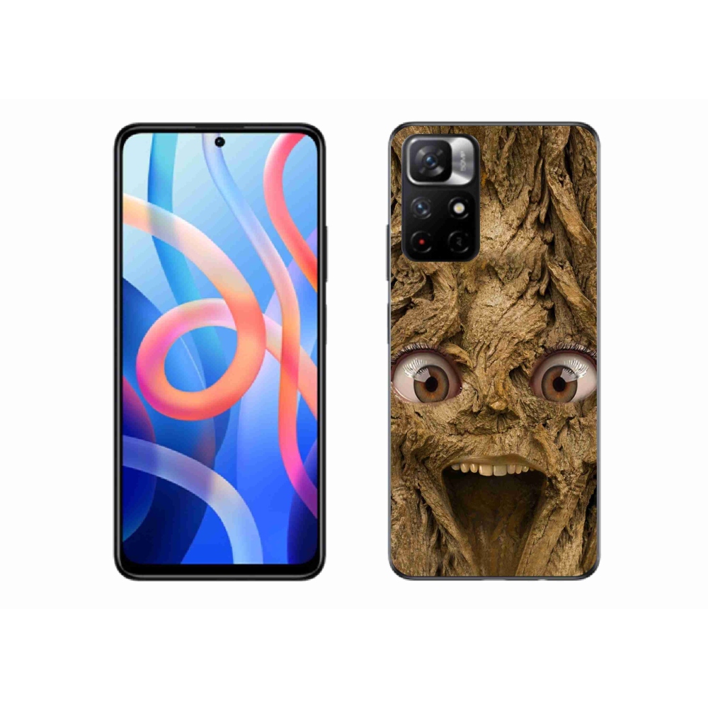 Gél borító mmCase a Xiaomi Poco M4 Pro 5G számára - boldog fa szemekkel