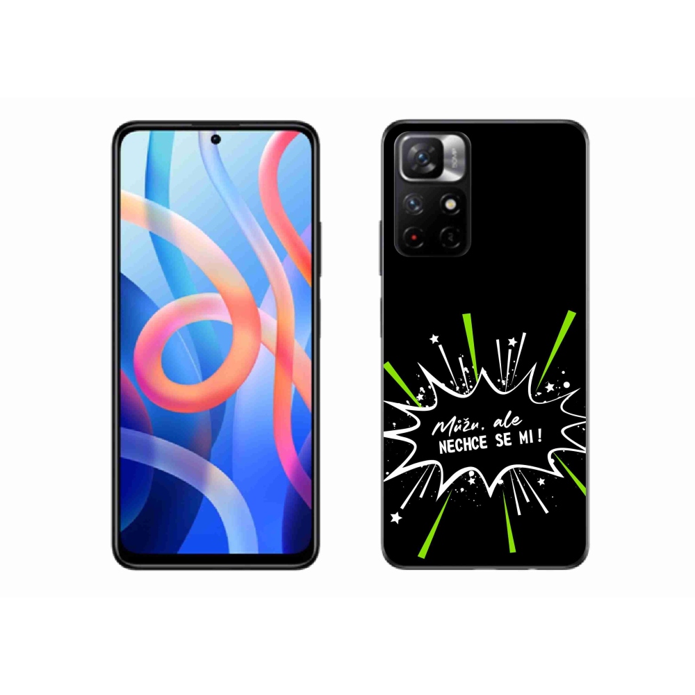 Gél borító mmCase a Xiaomi Poco M4 Pro 5G számára - vicces szöveg 11 fekete háttér