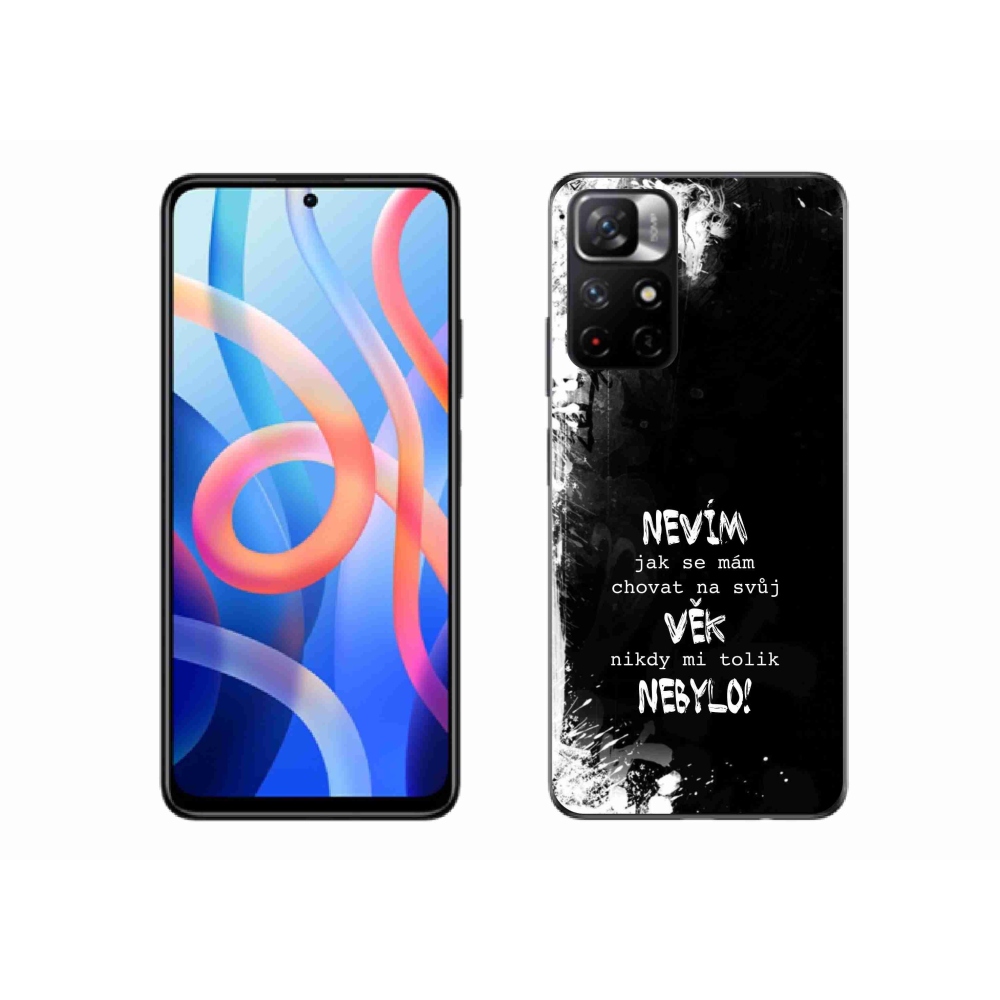 Gél borító mmCase a Xiaomi Poco M4 Pro 5G számára - vicces szöveg 14 fekete háttér