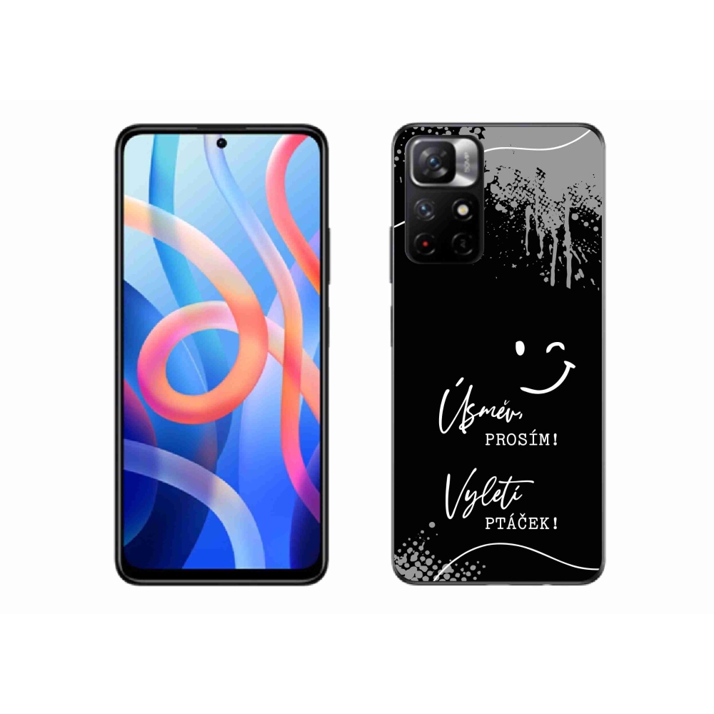 Gél borító mmCase a Xiaomi Poco M4 Pro 5G-hez - vicces szöveg 4 fekete háttérrel