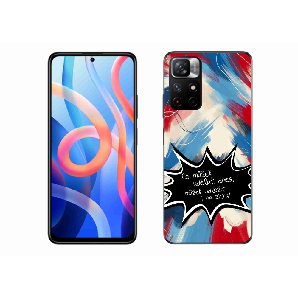 Gél borító mmCase a Xiaomi Poco M4 Pro 5G-hez - vicces szöveg 9 fekete háttér