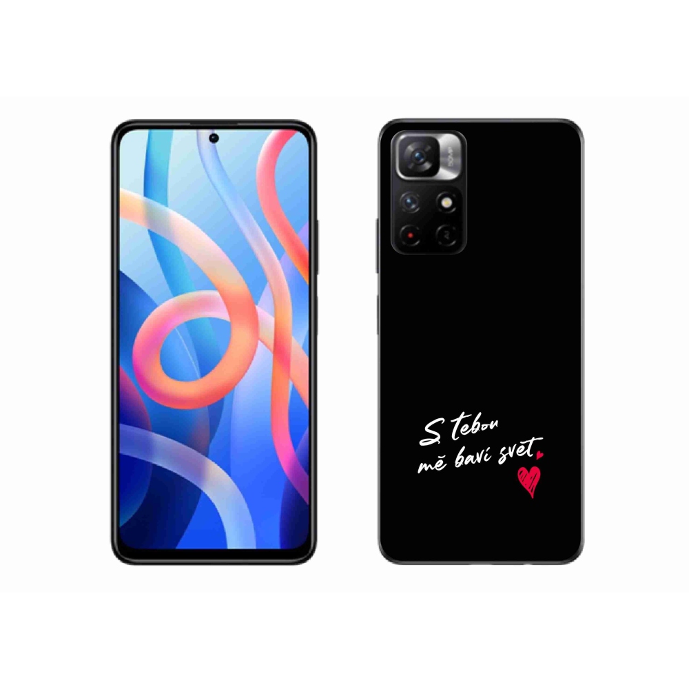 Gél borító mmCase a Xiaomi Poco M4 Pro 5G-hez - szerelmes szöveg 1 fekete háttér