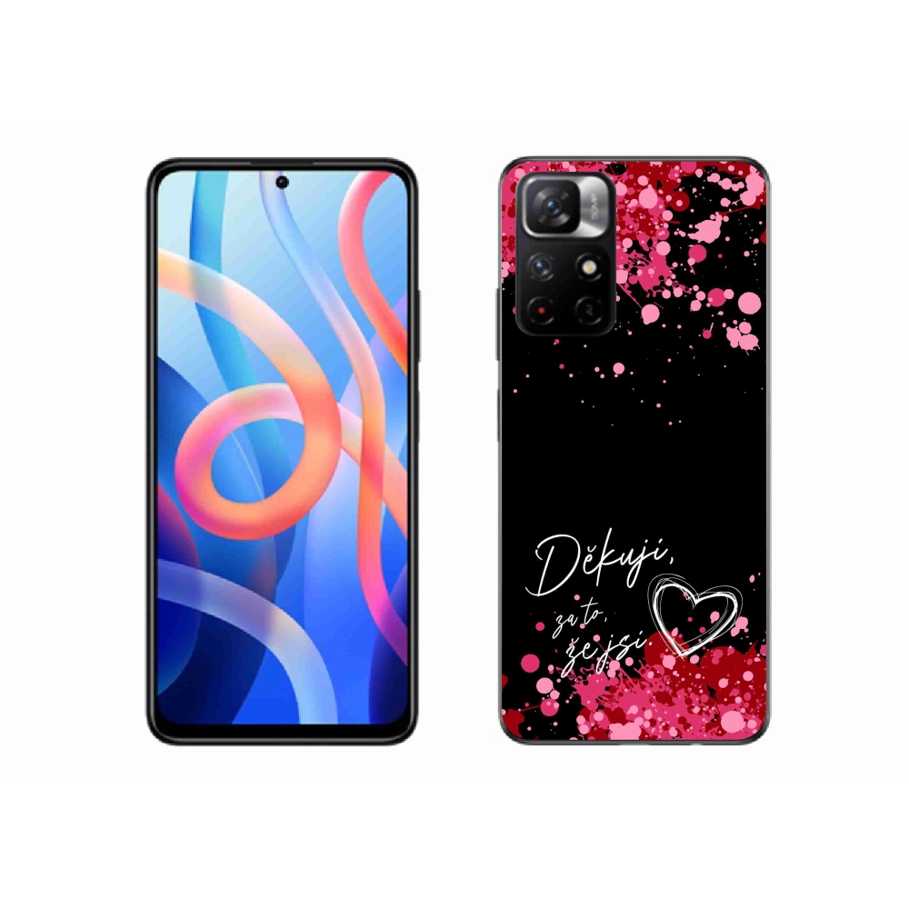 Gél borító mmCase a Xiaomi Poco M4 Pro 5G-hez - szerelmes szöveg 2 fekete háttér